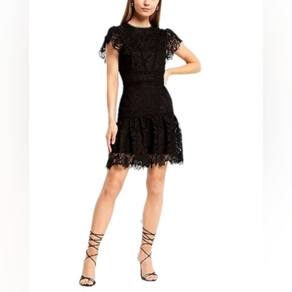 EXPRESS  Flutter Sleeve Lace Mini Dress - Picture 2 of 11